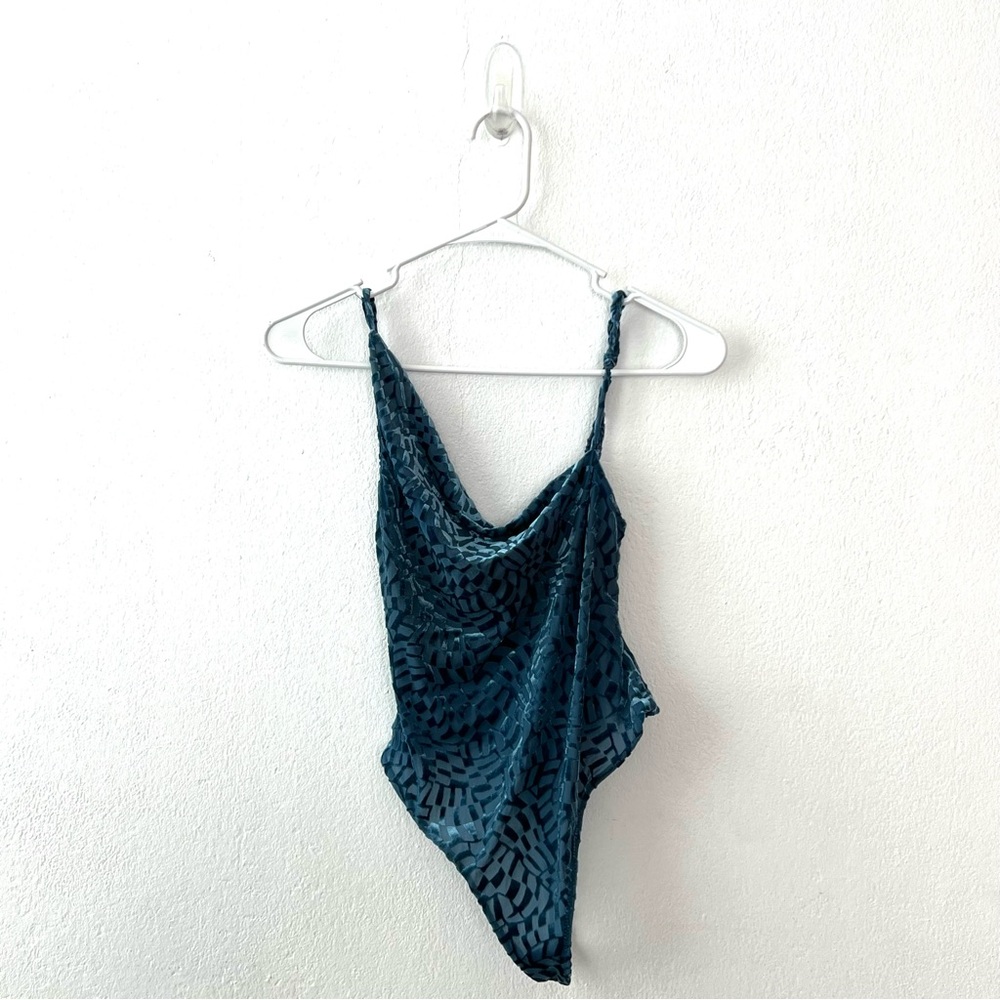 Urban Outfitters asymmetrical velvetty body suit